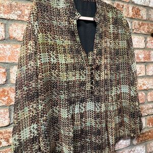 Lightweight Knit Tunic in Brown and Sage